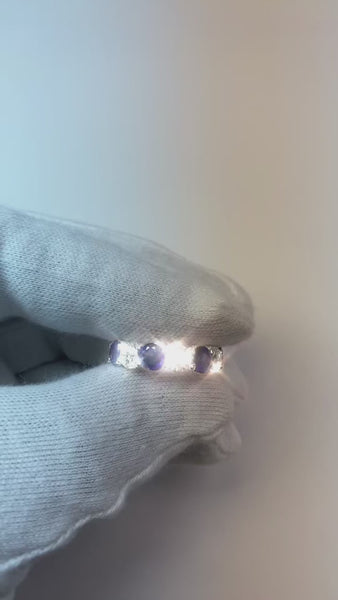 Alternating Blue Sapphire & White Diamond Eternity Wedding Band