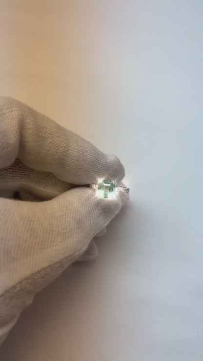 Natural Real ( Not Lab Grown )  Modern Asscher Paraiba Tourmaline Ring