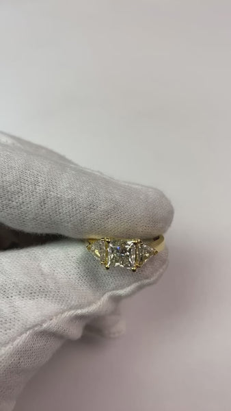 2.75 Ct. 3 Stone Princess and Trilliant Cut Diamond Engagement Ring