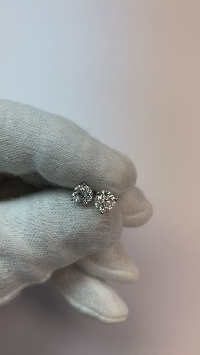 Natural Earth Mined Diamond Solitaire Stud Earrings 1.50 Carats White Gold 14K Jewelry New