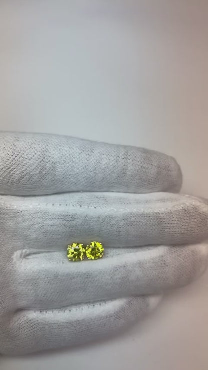 Yellow Canary Studs Round Diamond Earrings