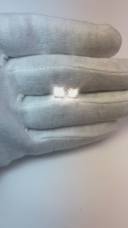 Princess Cut Natural Earth Mined Diamond Stud Earrings 1.60 Ct White Gold 14K