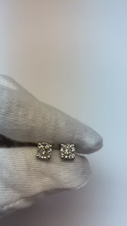 Cushion Cut Stud Natural Earth Mined Diamond Ladies Earrings 2 Carats White Gold