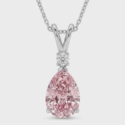 Pink Diamond Necklace 3.15 Carat Pear