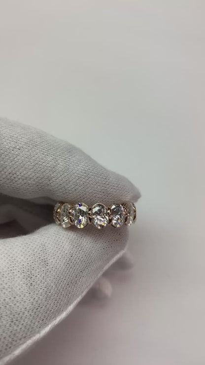 Oval Diamond 10.50 Ct Rose Gold Eternity Band Natural Diamond Jewelry