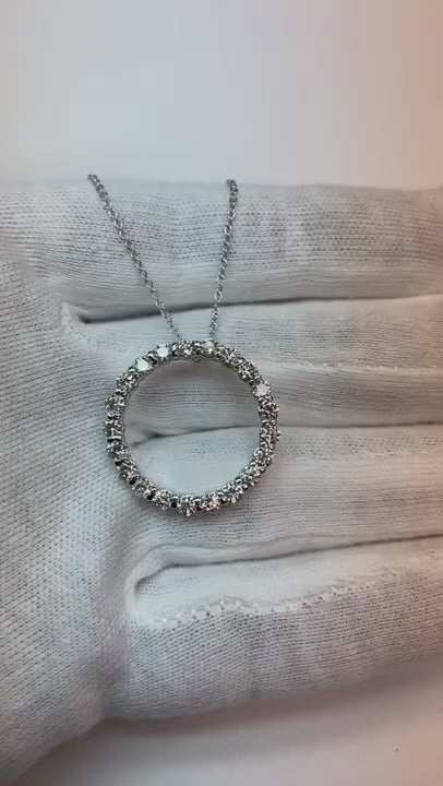 2 Cts. Natural Earth Mined Diamond Circle Of Love Pendant Necklace Without Chain Gold 14K