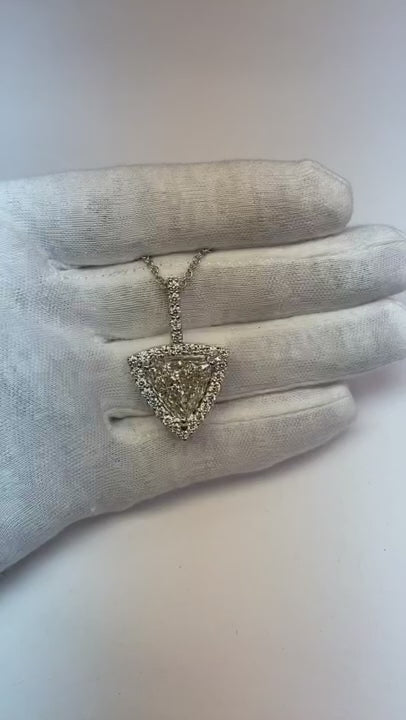 Trillion Shape Halo Natural Earth Mined Diamond Pendant Necklace Without Chain 1.50 Ct. WG