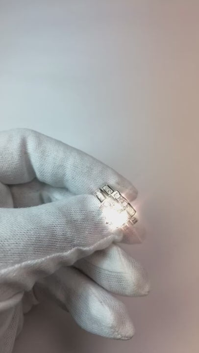 Princess and Round Natural Earth Mined Diamond Ring Engagement Set 6.61 Carats