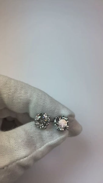 Big 6 Carat Diamonds Stud Earrings White Gold New