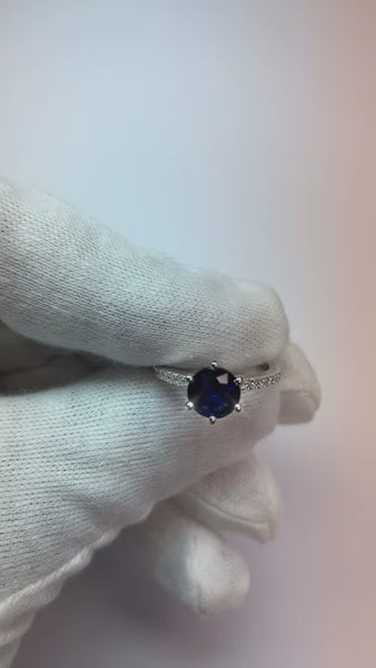 2 Carats Blue Diamond Engagement Ring 6 Prong Gemstone