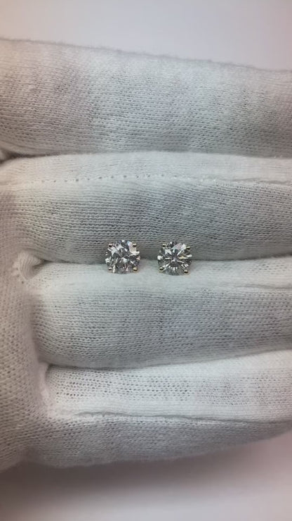 2 Carat Stud Natural Earth Mined Diamond Earrings