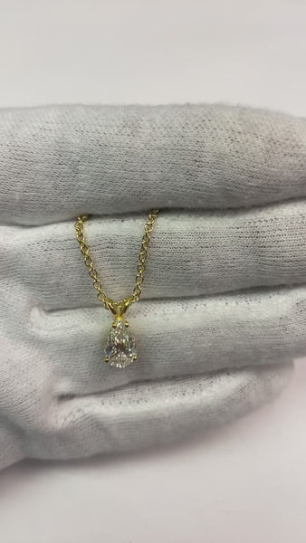 1.50 Carat Pear Mined Diamond Jewelry Pendant Necklace Gold