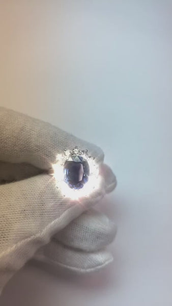 Oval Diamond Engagement Ring Halo Ceylon Sapphire 6 Carat Flower Style