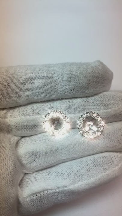 Women Jackets Studs Halo Earring Round Cut 1.30 Carats White Gold 14K Natural Earth Mined Diamond