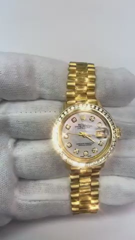 Lady Rolex Presidential Watch Mop Bezel President Yellow Gold