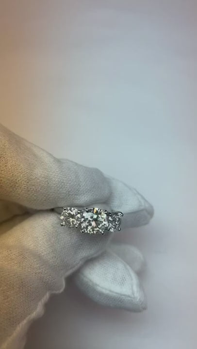 4 Carat 3 Stone Natural Earth Mined Diamonds Engagement Ring White Gold 14K New