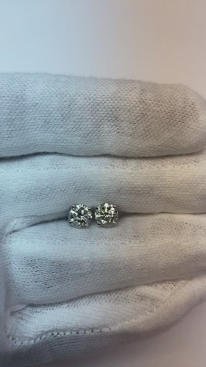 White Gold 2.20 Ct Natural Earth Mined Diamonds Studs Earrings