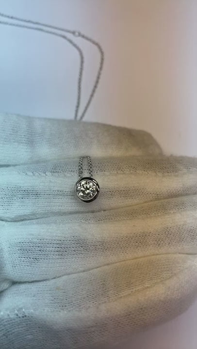 Brilliant Cut Solitaire Natural Earth Mined Diamond Bezel Set Pendant 0.75 Carat WG 14K