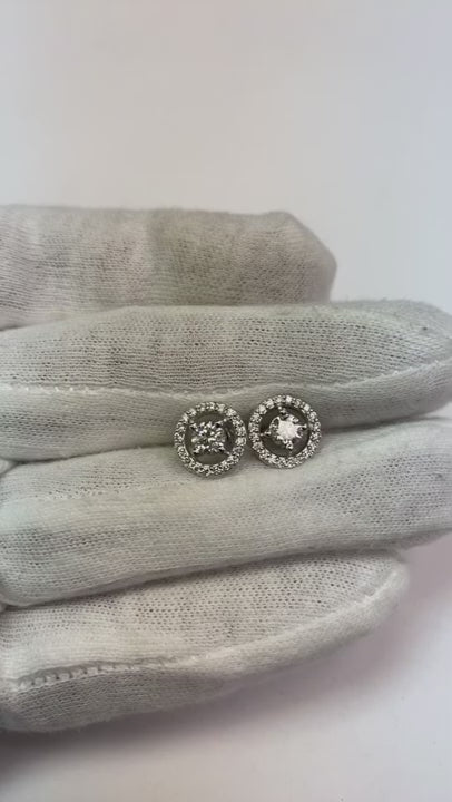 2.35 Ct Brilliant Cut Sparkling Natural Earth Mined Diamonds Lady Studs Halo Earring