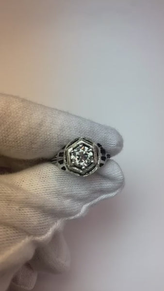 Solitaire Ring Old Mine Cut Round Genuine Diamond Vintage Style 1 Carat