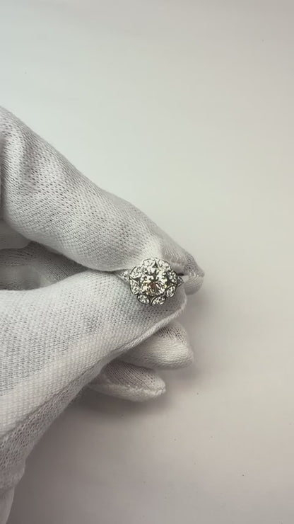 2 Carats Antique Style Round Natural Earth Mined Diamond Engagement Ring White Gold 14K