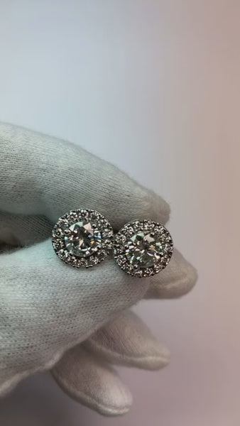 5 Ct Ladies Halo Round Cut Diamonds Stud Earrings