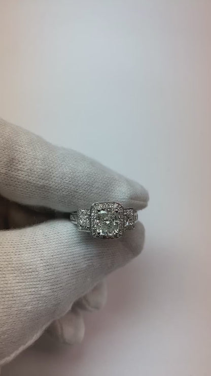 Vintage Inspired 3.50 Carats Cushion Natural Earth Mined Diamond Anniversary Ring