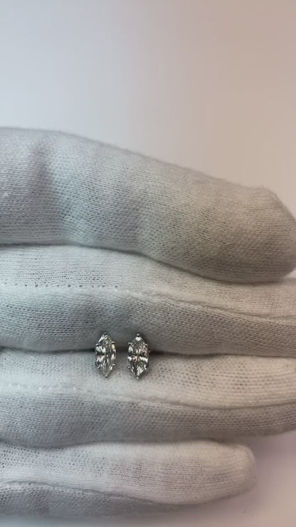 1 Carat Marquise Cut Natural Earth Mined Diamond Stud Earring White Gold 14K Lady Jewelry