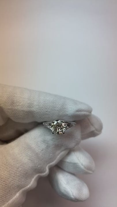 Antique Style Solitaire Round Old Mine Cut Natural Earth Mined Diamond Ring 1.50 Carats