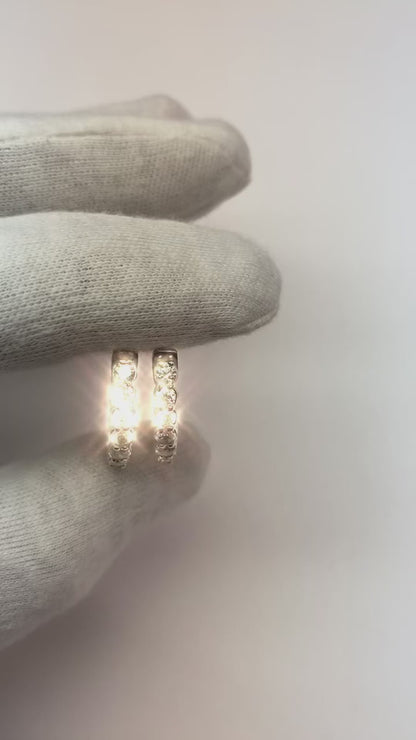 5.85 Carats Natural Earth Mined Diamond Women Hoop Earrings Gold White 14K