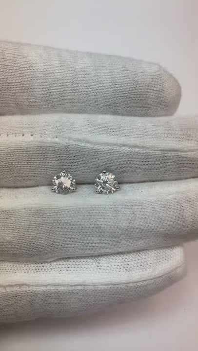 Solitaire Round Cut Genuine Natural Earth Mined Diamond Stud Earrings 2 Carats Women Jewelry
