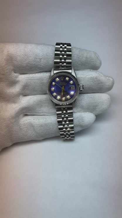 Rolex 26 mm Datejust Blue Diamond Dial Watch