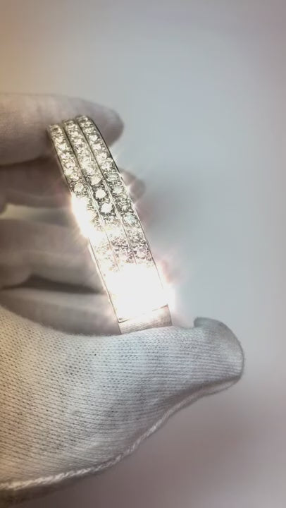 Channel Set Round Natural Earth Mined Diamond Bangle 10.25 Carats Gold Jewelry