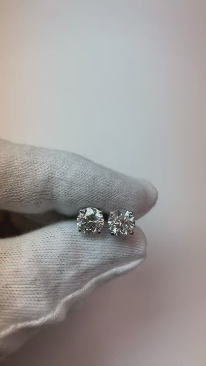 Sparkling Round Cut 3.40 Ct Natural Earth Mined Diamonds Lady Studs Earring White Gold 14K