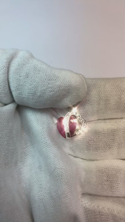 5.60 Ct Heart Cut Ruby With Round Natural Earth Mined Diamonds Pendant Necklace WG 14K