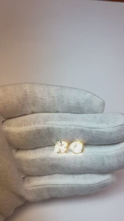 3.10 Ct Solitaire Round Cut Natural Earth Mined Diamond Stud Earring White Gold 14K