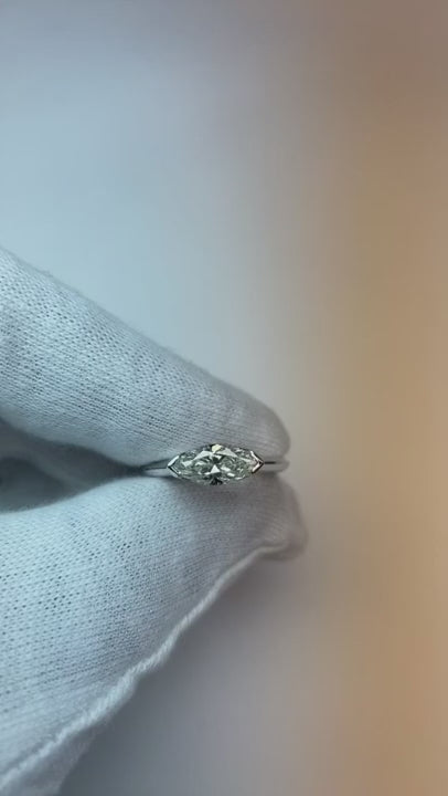 1.25 Carat Bezel Set Marquise Cut Natural Earth Mined Diamond Wedding Ring