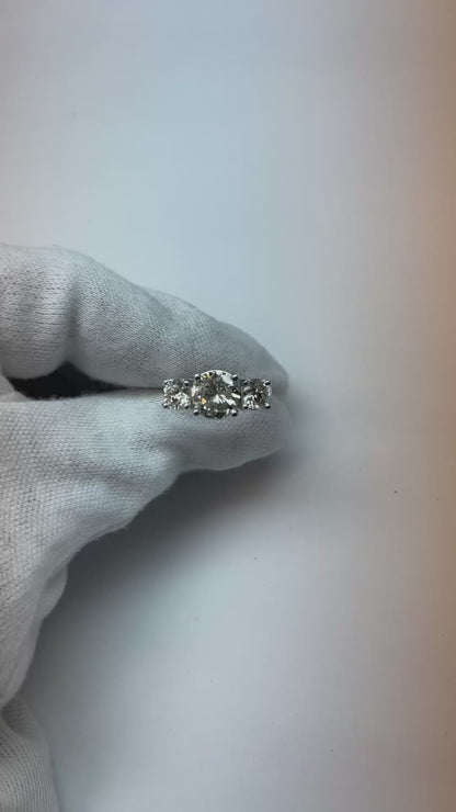Genuine Round Earth Mined Diamond Three Stone Ring