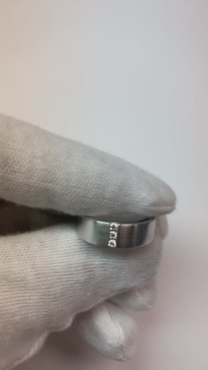 3 Diamonds Tension Set Anniversary Band Thick Shank 0.15 Carats