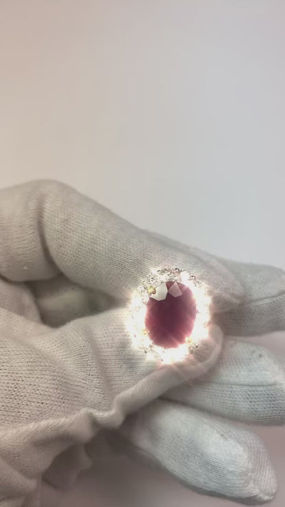 Cushion Ruby And Round Natural Earth Mined Diamonds 7 Carats Anniversary Ring