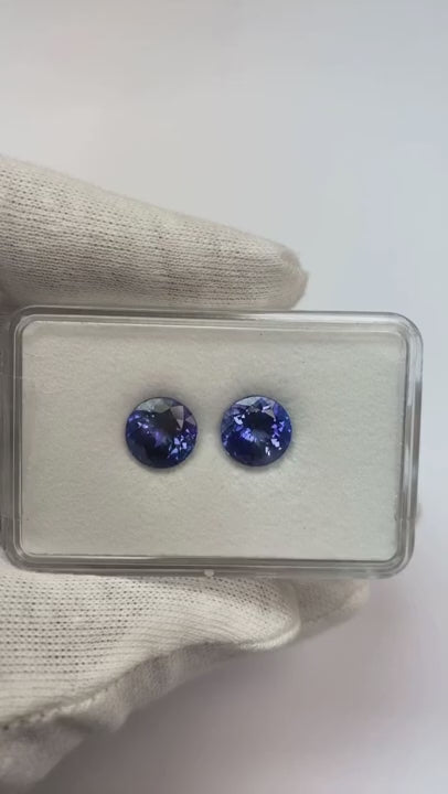 Natural Real ( Not Lab Grown )  Tanzanite Round Loose Stone Pair 8 Carats 9 mm