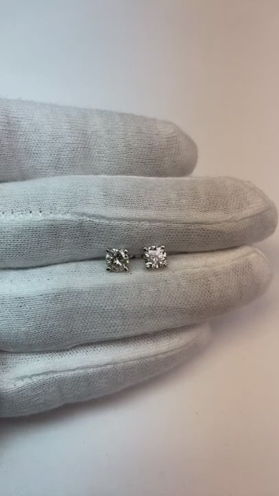 1.75 Carats Sparkling Round Cut Natural Earth Mined Diamond Stud Earring White Gold 14K