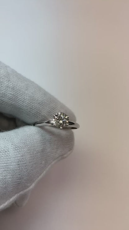 1 Carat Natural Earth Mined Diamond Engagement Ring 14K White Gold 6 Prong Set Solitaire