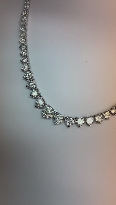 14 Ct Round Cut Natural Diamond Diamonds Riviera Necklace Lady F Vvs1 14K White Gold