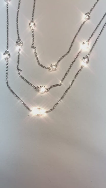3 Row Natural Diamond Diamond Necklace
