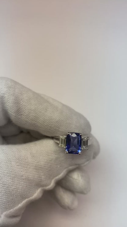 White Gold Emerald Natural Earth Mined Diamond Ring 5 Carats Sapphire Jewelry 14K