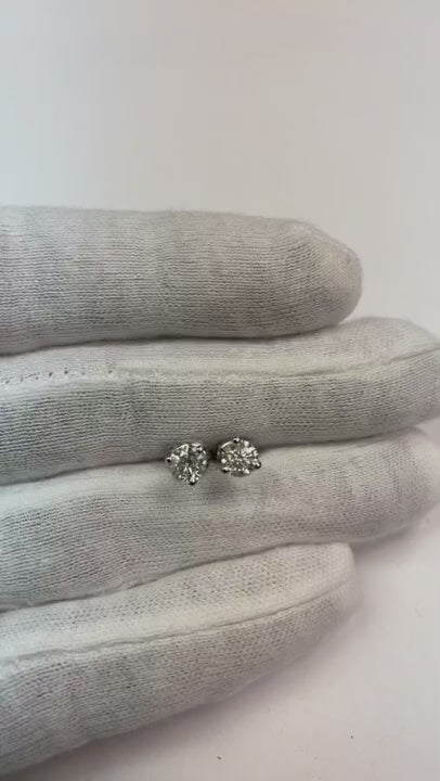 1.20 Carats Round Solitaire Natural Earth Mined Diamond Stud Earring 14K White Gold