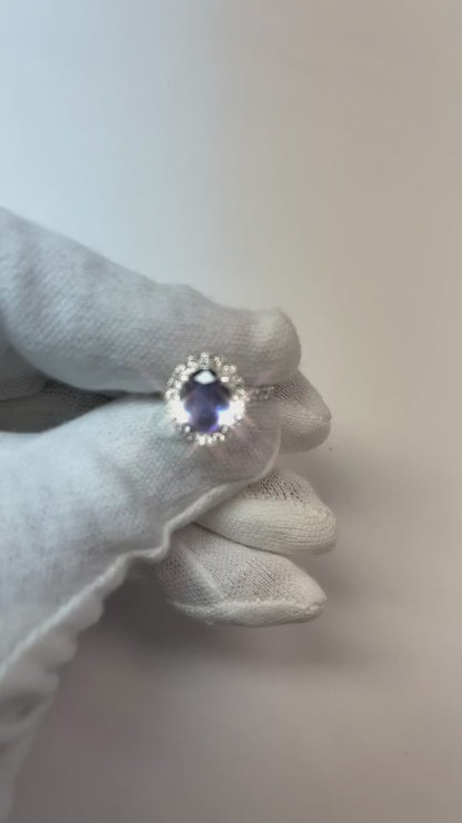 Natural Real ( Not Lab Grown )  3 Carat Blue Sapphire Halo Ring