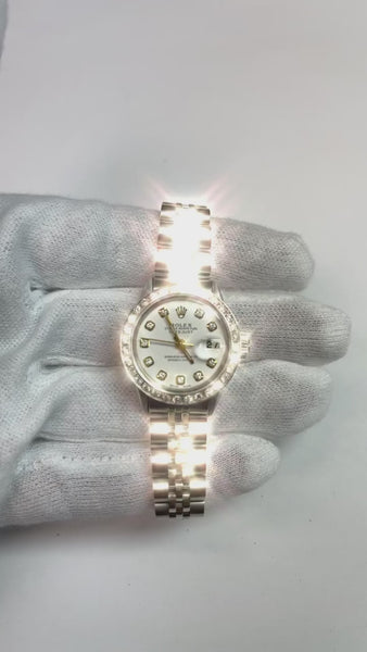 Ss White Diamond Dial Bezel Jubilee Rolex Datejust Lady Watch