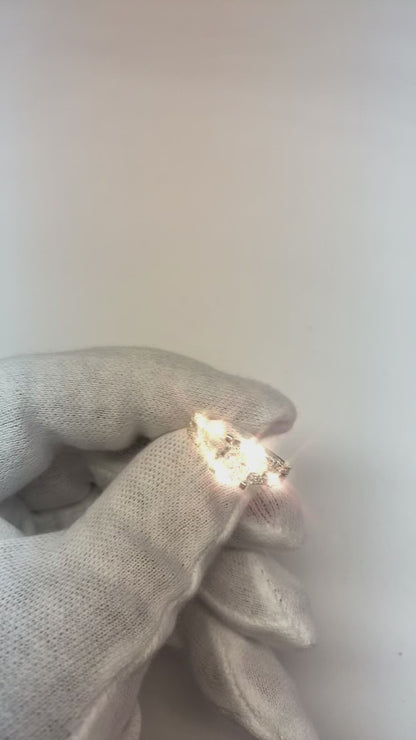 Cushion & Round Natural Earth Mined Diamond Engagement Ring 1.90 Carat Split Shank New